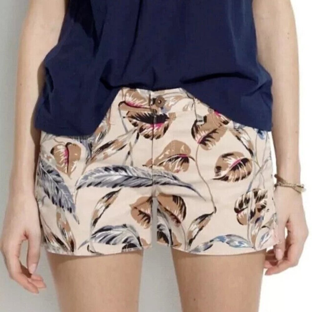 Madewell Shortie Shorts Tropical Palm Print Boho Vacation Summer Coquette 29